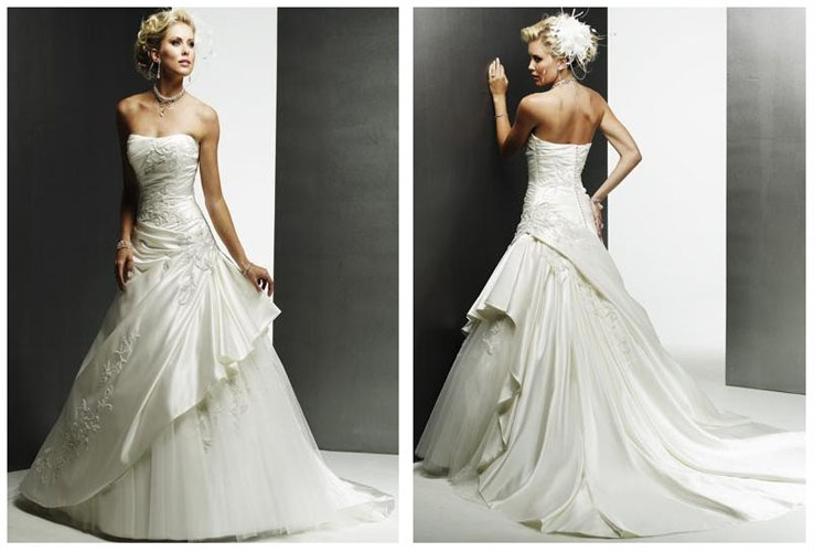 فستان زفاف بدون حمالات SW30027